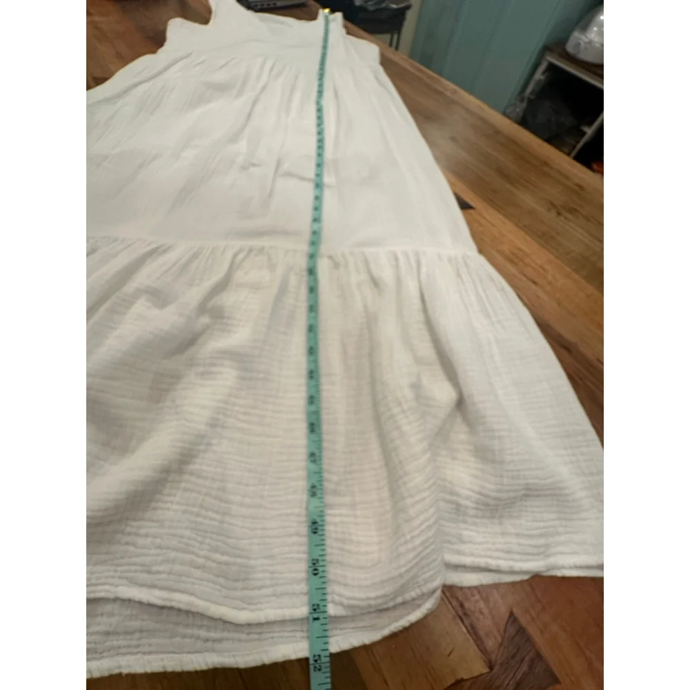 Boho Chic White Cotton Gauze Tiered Maxi Dress XL - Picture 8 of 11